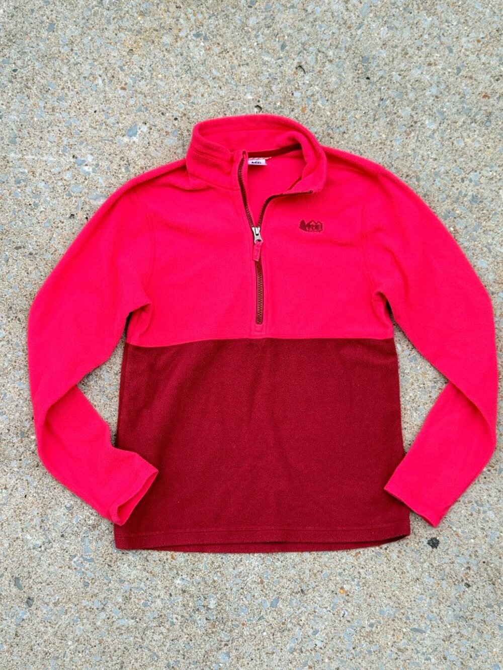 REI Co-op Kids Large 14–16 Pink & Burgundy Colorblock Fleece Quarter Zip 4302